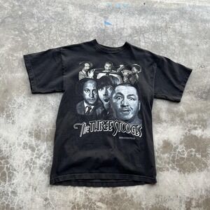 Vintage Three Stooges Shirt Mens Large Black Comedy Graphic Tee Logotel 1998 90s